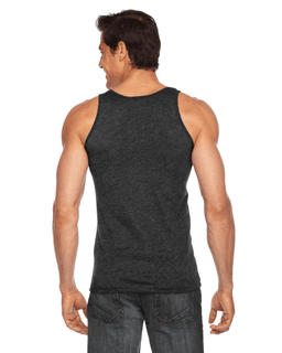 Sample of American Apparel BB408 Unisex Poly-Cotton Tank in HEATHER BLACK from side back