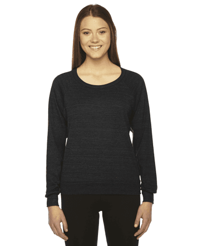 Sample of American Apparel BR394 Ladies' Triblend Lightweight Raglan Pullover in TRI BLACK style