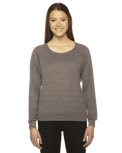 Sample of American Apparel BR394 Ladies' Triblend Lightweight Raglan Pullover in TRI COFFEE style