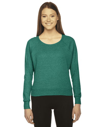 Sample of American Apparel BR394 Ladies' Triblend Lightweight Raglan Pullover in TRI EVERGREEN style