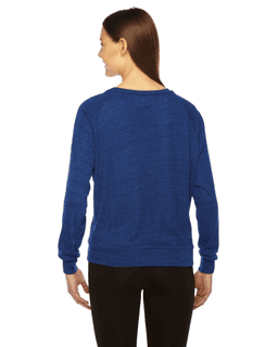 Sample of American Apparel BR394 Ladies' Triblend Lightweight Raglan Pullover in TRI INDIGO from side back