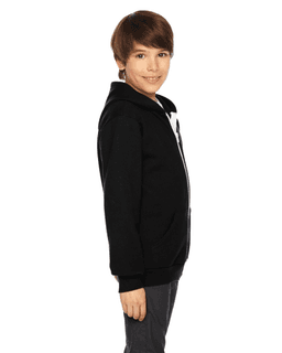 Sample of American Apparel F297 Youth Flex Fleece Zip Hoodie in BLACK from side sleeveleft