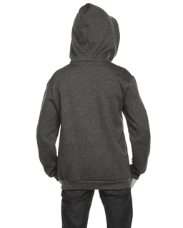 Sample of American Apparel F297 Youth Flex Fleece Zip Hoodie in DK HEATHER GREY from side back