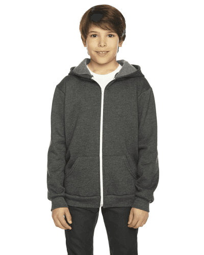 Sample of American Apparel F297 Youth Flex Fleece Zip Hoodie in DK HEATHER GREY style