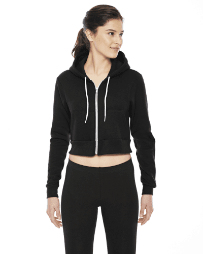 Sample of American Apparel F397 Ladies' Cropped Flex Fleece Zip Hoodie in BLACK style