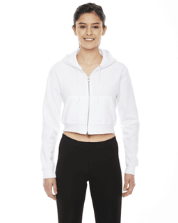 Sample of American Apparel F397 Ladies' Cropped Flex Fleece Zip Hoodie in WHITE from side front
