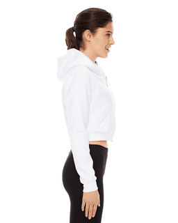 Sample of American Apparel F397 Ladies' Cropped Flex Fleece Zip Hoodie in WHITE from side sleeveleft
