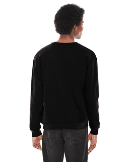 Sample of American Apparel F496 Unisex Flex Fleece Drop Shoulder Pullover Crewneck in BLACK from side back