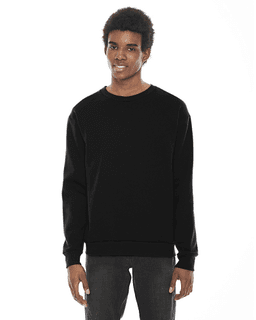 Sample of American Apparel F496 Unisex Flex Fleece Drop Shoulder Pullover Crewneck in BLACK from side front