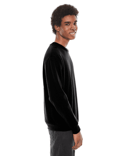 Sample of American Apparel F496 Unisex Flex Fleece Drop Shoulder Pullover Crewneck in BLACK from side sleeveleft