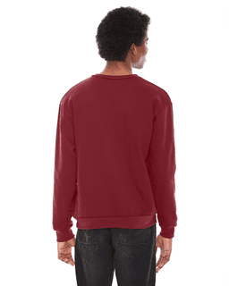 Sample of American Apparel F496 Unisex Flex Fleece Drop Shoulder Pullover Crewneck in CRANBERRY from side back