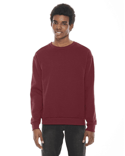 Sample of American Apparel F496 Unisex Flex Fleece Drop Shoulder Pullover Crewneck in CRANBERRY from side front