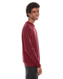 Sample of American Apparel F496 Unisex Flex Fleece Drop Shoulder Pullover Crewneck in CRANBERRY from side sleeveleft