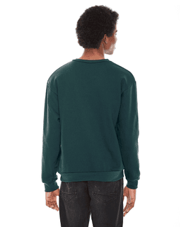 Sample of American Apparel F496 Unisex Flex Fleece Drop Shoulder Pullover Crewneck in FOREST from side back