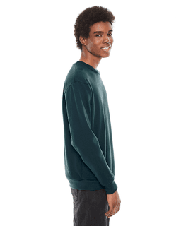 Sample of American Apparel F496 Unisex Flex Fleece Drop Shoulder Pullover Crewneck in FOREST from side sleeveleft