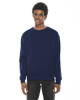 Sample of American Apparel F496 Unisex Flex Fleece Drop Shoulder Pullover Crewneck in NAVY from side front