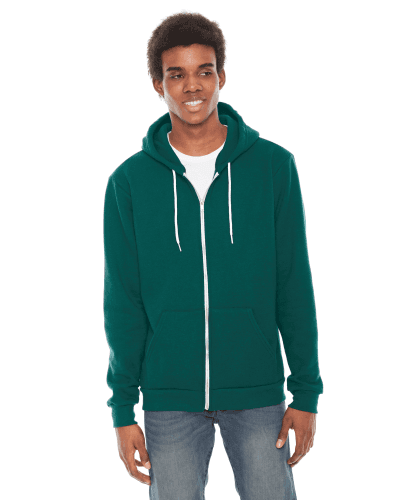 Sample of American Apparel F497 Unisex Flex Fleece USA Made Zip Hoodie in ULTRA BLUE style