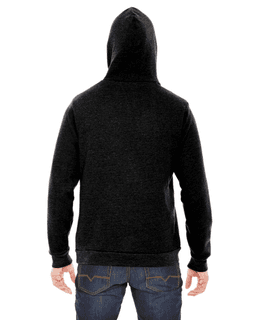 Sample of American Apparel F498 Unisex Flex Fleece Drop Shoulder Pullover Hoodie in BLACK from side back