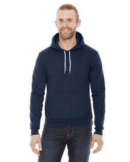 Sample of American Apparel F498 Unisex Flex Fleece Drop Shoulder Pullover Hoodie in NAVY from side front