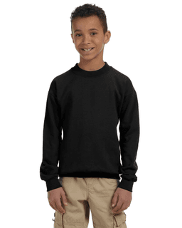 Sample of Gildan G180B - Youth Heavy Blend  8 oz., 50/50 Fleece Crew in BLACK from side front