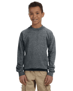 Sample of Gildan G180B - Youth Heavy Blend  8 oz., 50/50 Fleece Crew in DARK HEATHER from side front