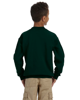 Sample of Gildan G180B - Youth Heavy Blend  8 oz., 50/50 Fleece Crew in FOREST GREEN from side back