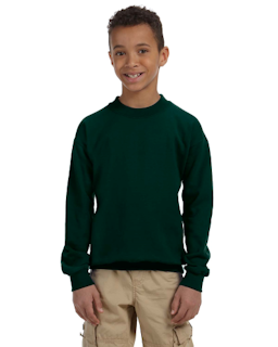 Sample of Gildan G180B - Youth Heavy Blend  8 oz., 50/50 Fleece Crew in FOREST GREEN from side front