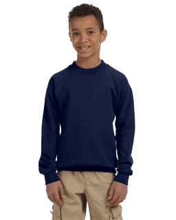 Sample of Gildan G180B - Youth Heavy Blend  8 oz., 50/50 Fleece Crew in NAVY from side front