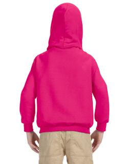 Sample of Gildan G185B - Youth 8 oz., 50/50 Hoodie in HELICONIA from side back