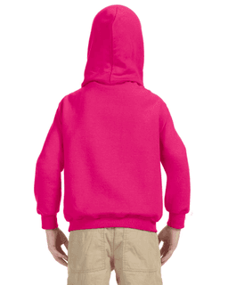 Sample of Gildan G185B - Youth 8 oz., 50/50 Hoodie in HELICONIA from side back