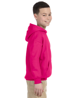 Sample of Gildan G185B - Youth 8 oz., 50/50 Hoodie in HELICONIA from side sleeveleft