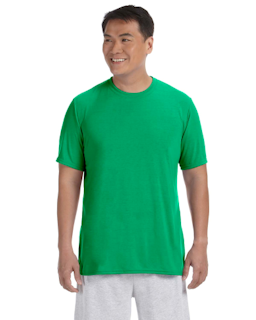 Sample of Gildan G420 - Adult Performance 100% Polyester Tee in IRISH GREEN from side front