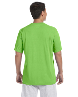 Sample of Gildan G420 - Adult Performance 100% Polyester Tee in LIME from side back