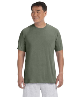 Sample of Gildan G420 - Adult Performance 100% Polyester Tee in MILITARY GREEN from side front