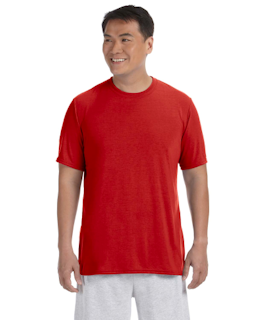 Sample of Gildan G420 - Adult Performance 100% Polyester Tee in RED from side front