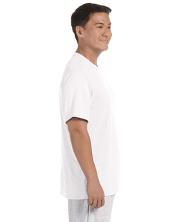 Sample of Gildan G420 - Adult Performance 100% Polyester Tee in WHITE from side sleeveleft