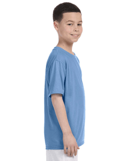 Sample of Gildan G420B - Youth Performance 100% Polyester T in CAROLINA BLUE from side sleeveleft