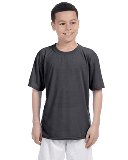 Sample of Gildan G420B - Youth Performance 100% Polyester T in CHARCOAL from side front