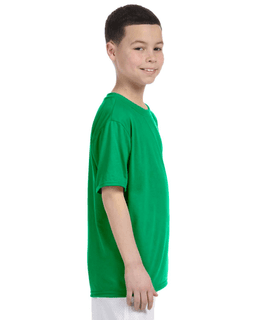 Sample of Gildan G420B - Youth Performance 100% Polyester T in IRISH GREEN from side sleeveleft