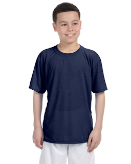 Sample of Gildan G420B - Youth Performance 100% Polyester T in NAVY from side front