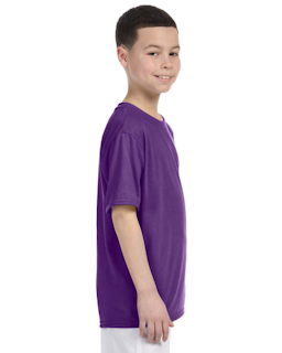 Sample of Gildan G420B - Youth Performance 100% Polyester T in PURPLE from side sleeveleft