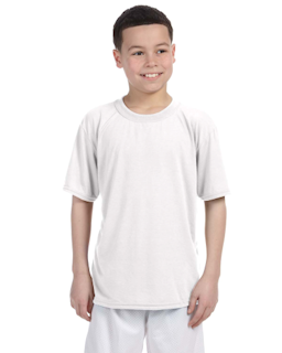 Sample of Gildan G420B - Youth Performance 100% Polyester T in WHITE from side front