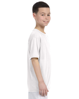 Sample of Gildan G420B - Youth Performance 100% Polyester T in WHITE from side sleeveleft