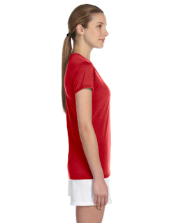 Sample of Gildan G420L - Ladies' Performance 100% Polyester Tee in RED from side sleeveleft