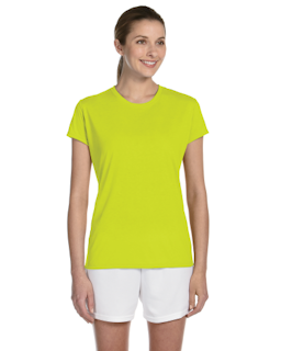 Sample of Gildan G420L - Ladies' Performance 100% Polyester Tee in SAFETY GREEN from side front