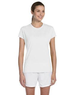Sample of Gildan G420L - Ladies' Performance 100% Polyester Tee in WHITE from side front