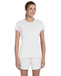 Sample of Gildan G420L - Ladies' Performance 100% Polyester Tee in WHITE from side front