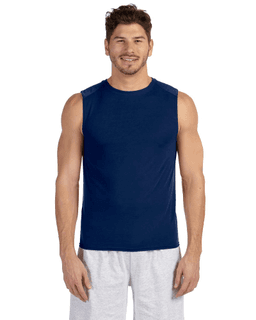 Sample of Gildan G427 - Performance 4.5 oz. Sleeveless T-Shirt in NAVY from side front
