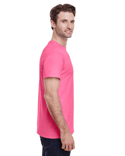 Sample of Gildan G500 - Adult 5.3 oz. T-Shirt in AZALEA from side sleeveleft