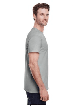 Sample of Gildan G500 - Adult 5.3 oz. T-Shirt in GRAVEL from side sleeveleft